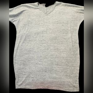 Gray V-Neck Sweater Dress